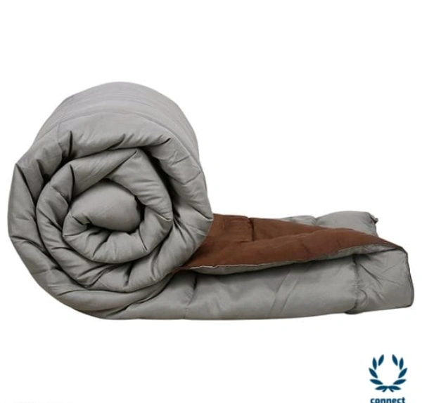 HIGH QUALITY 250 GSM Luxury Premium Microfiber  Soft Reversable  DOUBLE BED (90*100 INCH) All Season Comforter_Blanket/RAJAI/Quilt(Golden Yellow & Gray)  - Free Size, Brown/Light Grey, Microfabric, Pack of1
